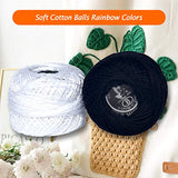 colored bird Size 8 Crochet Thread ，2 Ply Cotton Yarn, 10 Balls (White&Black)