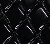 Vinyl Patent Quilted Foam GLOSSY BLACK Fabric 2" x 3" Diamond With 3/8 Foam Backing Upholstery/52