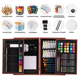 Art Supplies, 130 Piece Deluxe Art Kit for Beginners, Students, Artists and Hobbyists in a Portable Wooden Art Set Box with Acrylic Paints, Colored Pencils, Oil Pastels, Watercolor Cakes