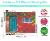 HSENJT Diamond DIY Painting Kits Flowers Leaves,Door Diamond Art Craft for Adults Kids,Painting by Diamonds Kits Full Round Drill for Wall Decor Gift 16x12 Inch