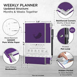 Live Whale A5 Undated Weekly Planner, 12 Month Full Focus Weekly Planner / Monthly Productivity Journal for Habit Tracking, Wellness, and Gratitude Journaling. Purple-Grey Planner