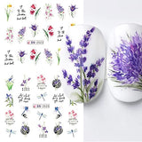 Flowers Nail Art Stickers 12 Sheets Floral Water Transfer Nail Decals Spring Nail Art Decorations Butterfly Flower Dragonfly Design Acrylic Nail Stickers for Women DIY Nail Art Supplies