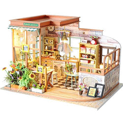 Wenjuan Wooden DIY Dollhouse Miniature with Furniture,Dollhouse Kit Plus Furnitures Led Light,Creative Room Perfect DIY Gift for Kids Girls,Ideal Gift for Birthday Party Easter Xmas (A)