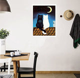 eGoodn Diamond Painting Art Kit DIY Cross Stitch by Number Kit DIY Arts Craft Wall Decor, Full Drill 15.8 inches by 19.7 inches, Black and White Moon Cat, No Frame