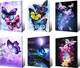 6 Pack 5d Full Drill Diamond Painting by Numbers Kits for Adult Kids Butterfly Home Wall Decor, Birthday Christmas Housewarming Gift