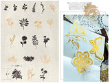 DESEACO Vintage Zen Botany Flower Washi Sticker Pack | Artsy Natural Black and White Plants with Golden Sketching Decals Collection (Vintage Wild Plants Gray/Golden 120 Pcs)