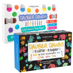 Dauber Dawgs 16 Pack Shimmer/Regular Dot Markers + 8 Pack Regular Dot Markers, 24 Total Markers