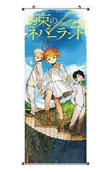 Anime Scroll Poster for Norman, Ray & Emma - Fabric Prints 100 cm x 40 cm | Premium and Artistic Anime Theme Gift | Japanese Manga Hanging Wall Art Room Decor