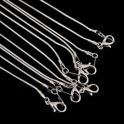 Bingcute 12Pcs 18inch 925 Silver Plated 1.2mm DIY Snake Chain Necklace With Lobster Clasps for