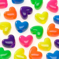 Bulk Buy: Darice DIY Crafts Pony Beads Acrylic Heart Assorted Opaque Neon Colors 9mm 60 pieces