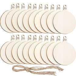 Tatuo 50 Pieces Unfinished Wood Ornaments Wood Ornament Slices Round Wood Pieces Embellishments for