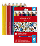Caran d'Ache School Line Water-soluble Color Pencils, 18 Colors