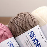 Lerchiyar Pure Merino, 100% Merino Wool Yarn for Knitting and Crocheting, 3.5 OZ/100g, 218 yds/200m, Superwash, Luxury Soft Hand Knitting Yarn - Khaki