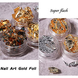 Staright 12 Boxes Gold Silver Copper Foil Paillette Chip Foil Nail Glitter Nail Art Design Decoration Nail Art Chip Glitter