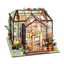 Fsolis DIY Dollhouse Miniature Kit with Furniture, 3D Wooden Miniature House with Music Box Miniature Dollhouse Kit (DG2022)
