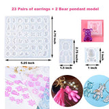 EuTengHao 229Pcs DIY Jewelry Casting Molds Tools Set More Than 120 Designs Contains 9 Silicone Jewelry Resin Molds with 70 Designs,1 Earring Molds with 25 Designs,2 Necklace Bear Molds,3 Diamonds Mold