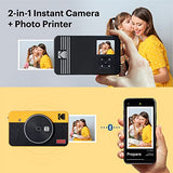 KODAK Mini Shot 2 Retro 4PASS 2-in-1 Instant Digital Camera and Photo Printer (2.1x3.4 inches) + 68 Sheets Bundle, Yellow