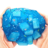 2 Packs Jelly Cube Crunchy Slime Kit,Non Sticky,Super Soft Sludge Toy,Birthday Gifts for Kids,DIY Crystal Glue Boba Slime Party Favor for Girls & Boys(Blue,Yellow)