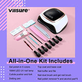 Gel Nail Polish Kit Villsure All-in-One 5 Colors Gel Nail Kit with 168W UV LED Nail Lamp, Base & Top Coat and 7pcs Nail Tool Set,Gel Manicure Kit