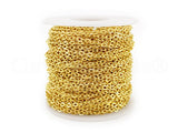 CleverDelights Rolo Chain Roll - 100 Feet - Gold Color - 3x4mm Link - Bulk Oval Chain Spool