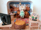 Dollhouse Suitcase in 1:12 scale. Knitting Lovers Diorama, Granny House Travel