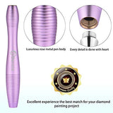 Benote Metal Diamond Painting Pen, Ergonomic Diamond Art Drill Sticky Pen Tools 5 D Diamond Painting Accessories with Multi Replacement Pen Heads and Wax - Purple