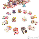 RayLineDo About 100pcs Buttons Multi Color Beautiful Cute Cat Shape Delicate Wood Buttons DIY