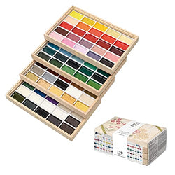 Kuretake GANSAI TAMBI 100 Color Set, Beautiful Wooden Box, Watercolor Paint Set, Professional-Quality for Artists, Water Colors for Adult, Made in Japan