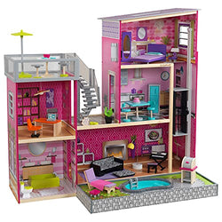 KidKraft Uptown Wooden Modern Dollhouse with Lights & Sounds, Pool and 36 Accessories ,Gift for Ages 3+