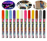 Liquid Chalk Markers, CuleedTec 12 Colors Premium Window Chalkboard Neon Pens, Painting and Drawing for Kids and Adults, Chalkboard Safe Dustless Wet Erase Paint Pens (2-6mm Reversible Tip)