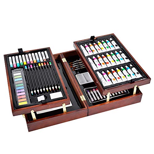 Paint Set,85 Piece Deluxe Wooden Art Set Crafts Drawing Painting