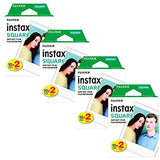 4X Fujifilm Instax Square Instant Film (80 Exposures) + Hanging Photo Frames for Square Film Assorted Colors – Deluxe Accessory Bundle