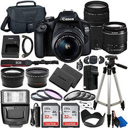 Canon EOS 2000D (Rebel T7) DSLR Camera with EF-S 18-55mm DC III & 75-300mm III Lenses & Deluxe Accessory Bundle – Includes: 2X SanDisk Ultra 32GB SDHC Memory Card, Spare Battery, Carrying Case & More