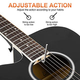Vangoa Left Handed Guitar, Full Size Cutaway Left Handed Acoustic Guitar Kit for Adult Beginner 41 Inch Lefty Acustica Guitarra Set, Black