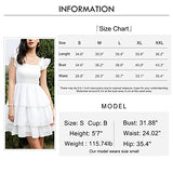 Byinns Womens Square Neck Sleeveless Ruffle Dress High Waist Backless Tiered Smocked Strappy Casual Short Mini Dresses White