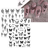 JMEOWIO 12 Sheets Butterfly Nail Art Stickers Decals Self-Adhesive Pegatinas Uñas Moon Star Nail Supplies Nail Art Design Decoration Accessories