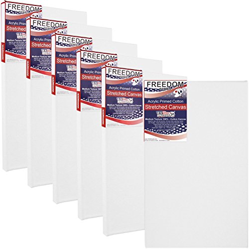 US Art Supply 10 X 20 inch Professional Quality Acid Free Stretched Canvas 6-Pack - 3/4 Profile