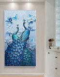 Diamond Painting Full Drill Beautiful Peacock DIY Arts Craft for Home Wall Decor (45 x 80 cm)