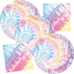 Tie Dye Birthday Party Supplies Plate and Napkin Set Serves up to 16 Guests