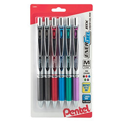 Pentel EnerGel Deluxe RTX Gel Ink Pens, 0.7 Millimeter Metal Tip, Assorted Colors,  6 Pack