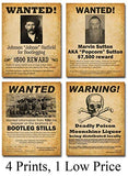 Bootleggers Wanted Art Prints - Set of Four Photos (8x10) Unframed - Makes a Great Gift Under $20 for Home Brewers, Home Bars or Man Cave Decor