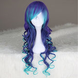 Missuhair Long Curly Gradient Wig - Vibrant Ombre Blue Purple Party Cosplay Costume Wig Halloween