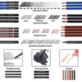 Drawing Pencils Set,52 Pack Professional Sketch Pencil Set in Zipper Carry Case,Drawing Kit Art Supplies with Graphite Charcoal Sticks Tool Sketch Book for Adults Kids Drawing Sketching by Shuttle Art