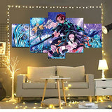 Demon Slayer Poster - Japanese Anime Wall Scroll Poster - 5 Pcs HD Canvas Printing Posters for Living Room, Bedroom, Club Wall Art Decor, No Frame (Demon Slayer8)