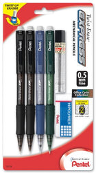 Pentel Twist-Erase EXPRESS Mechanical Pencil, 0.5mm, Assorted Barrel Colors (QE415LZBP4)