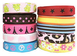 Ribbon for Crafts, HipGirl Boutique Printed Grosgrain Ribbon Sampler (50yd 3/8" Ribbon-Color May