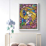 5D Diamond Painting by Number Kit for Adult, Rapunzel Princess Girl Colorful Full Square Drill Rhinestone Crystal Embroidery Drawing Gift, 12"X 16" Arts Craft for Home Wall/Room/Decor