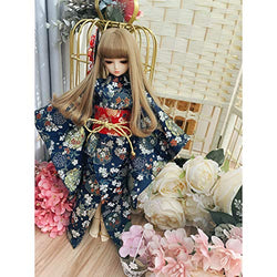 HMANE BJD Doll Clothes 1/3, Blue Printed Kimono Japanese Style Clothes Set for 1/3 BJD Doll (No Doll)