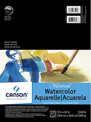 Canson Montval Watercolor Pad, Cold Press Acid Free French Paper, Fold Over, 140 Pound, 9 x 12
