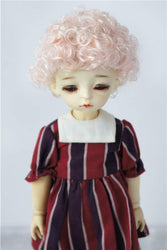 BJD Wigs JD522 Mini Curls Synthetic Mohair Doll Wigs 5-6inch 6-7inch BJD Doll Accessories (Light Pink, 6-7inch)